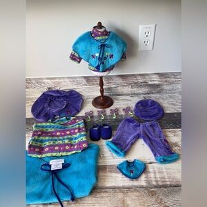 American Girl BITTY BABY Doll WILDFLOWER Set w MATCH Child Size S Top Hat Poncho